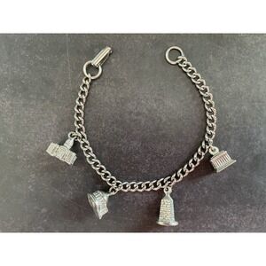 Vintage Delma Charm Bracelet Vacation Travel Washington DC Silver 4 charms